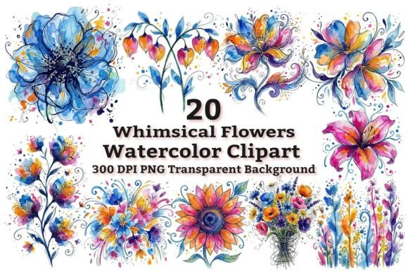 Download Vibrant Watercolor Flowers Clipart - Watercolor flowers Collection