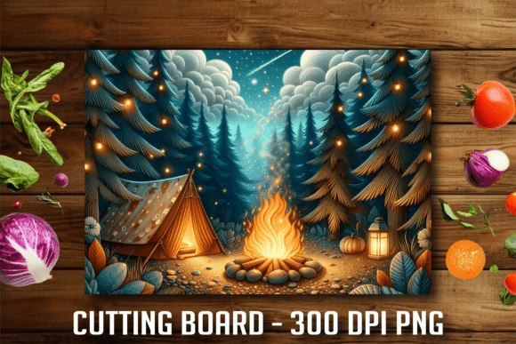Download Night Forest Camping Tent Cutting Board - Cutting Collection