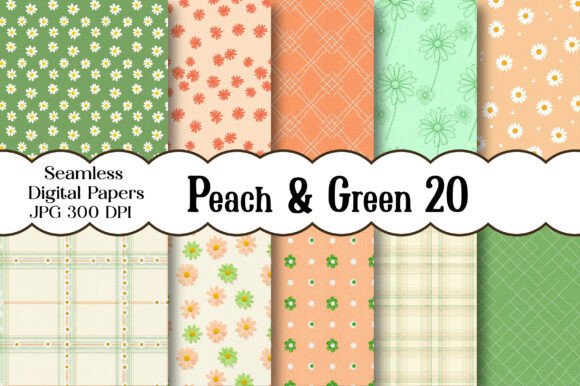 Download Peach &amp; Green Daisies Seamless Papers - Seamless papers Collection