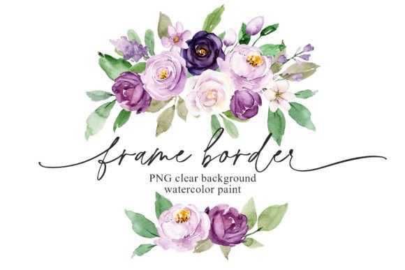 Download Frame Border, Violet Watercolor Flowers. - Watercolor flowers Collection